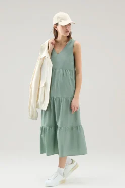 Vestiti e gonne>Woolrich Vestito In Popeline Di Puro Cotone Sage
